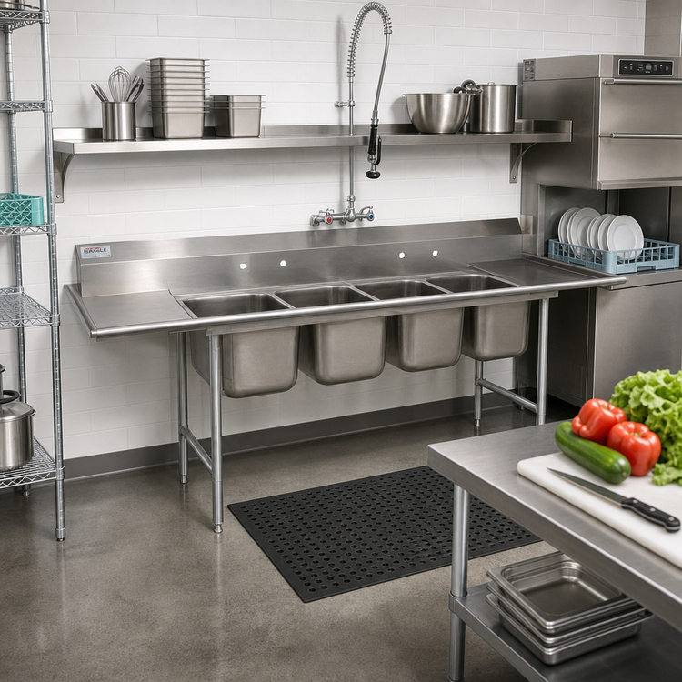 Product image #2 for Eagle Group 314 Series 4-Compartment Stainless Steel Commercial Sink with Left Drainboard