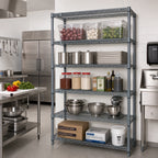 Thumbnail image #3 for Quantum WR86-1848GY-5 5-Shelf Wire Shelving Starter Unit, 48"W x 18"D x 86"H, Gray Epoxy Finish