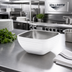 Thumbnail image #3 for Vollrath Square Double Wall Insulated Serving Bowl, 3.2 Quart, Pearl White with Satin Stainless Steel Interior