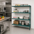 Thumbnail image #2 for Metro Super Erecta Pro PR-186074K3-A-4 Stationary Polymer Shelving Add-On Unit, 4 Louvered Shelves, 18"W x 60"D x 74"H, Green