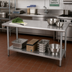 Thumbnail image #2 for Advance Tabco Special Value Series 72-Inch x 18-Inch Flat Top Stainless Steel Work Table with Adjustable Undershelf