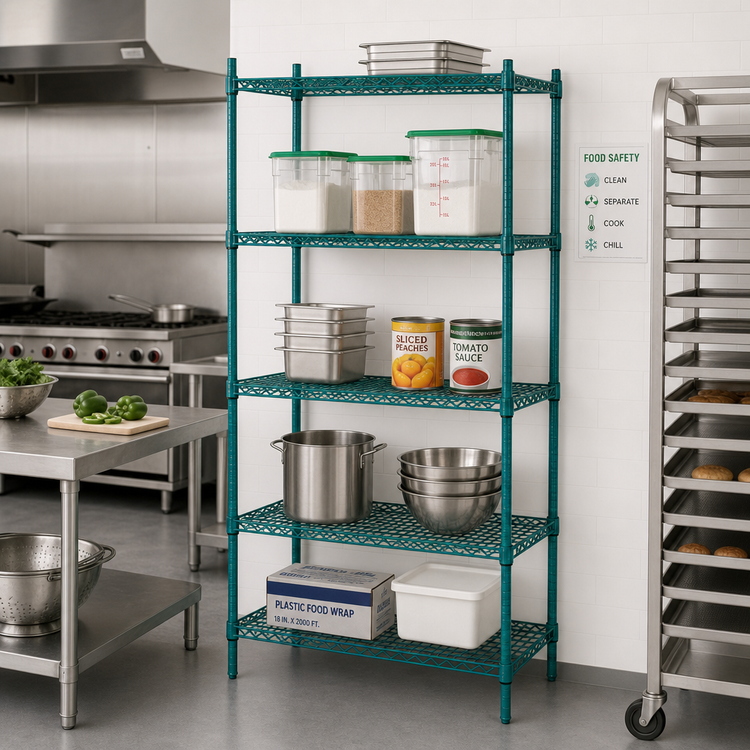 Product image #2 for Advance Tabco Special Value Series 36" W x 24" D x 74" H Green Epoxy Wire Shelving Unit with 4 Shelves
