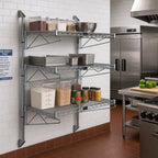 Thumbnail image #2 for Quantum WC54-CB1248GY Wall-Mounted Cantilever Shelf Starter Unit, 3 Wire Shelves, Gray Epoxy Antimicrobial Finish