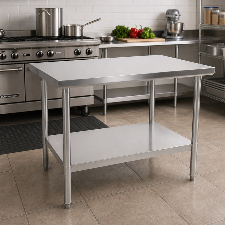 Product image #2 for John Boos Stallion Economy Stainless Steel Work Table, 30 x 24 Inches, 18/430 Stainless Steel Flat Top