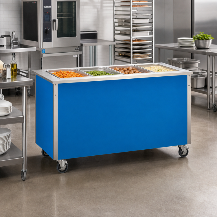 Product image #2 for Vollrath 4-Series Signature Server® 4-Pan Mobile Wet-Operation Bain Marie Hot Food Station, 60 x 28 x 34 Inches
