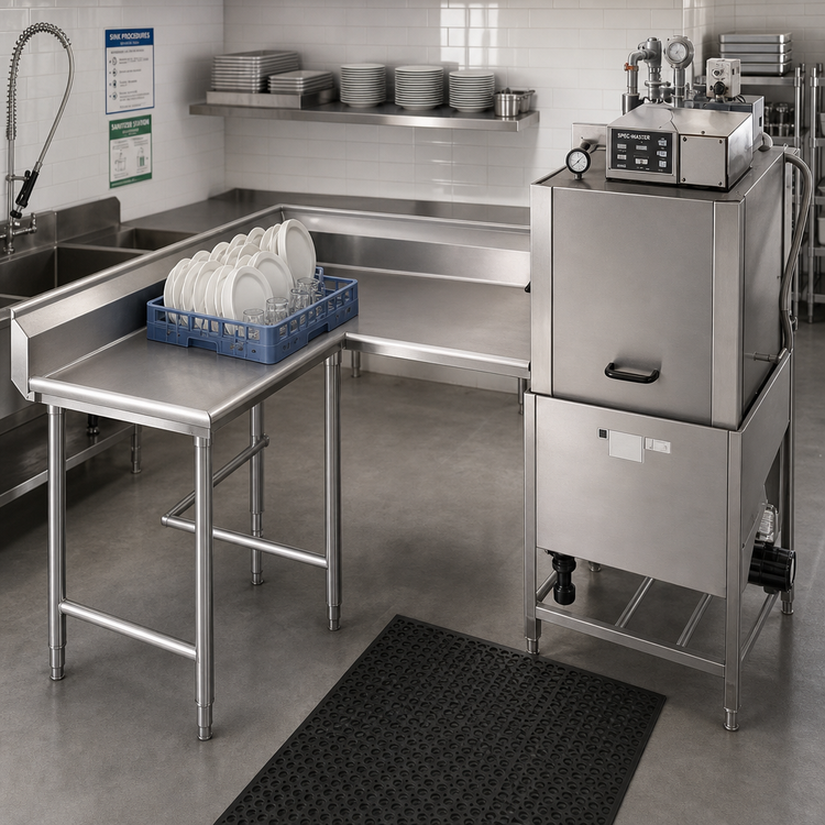 Product image #2 for Spec-Master 72-Inch Corner Clean Dishtable, 14/304 Stainless Steel, Right-To-Left Operation