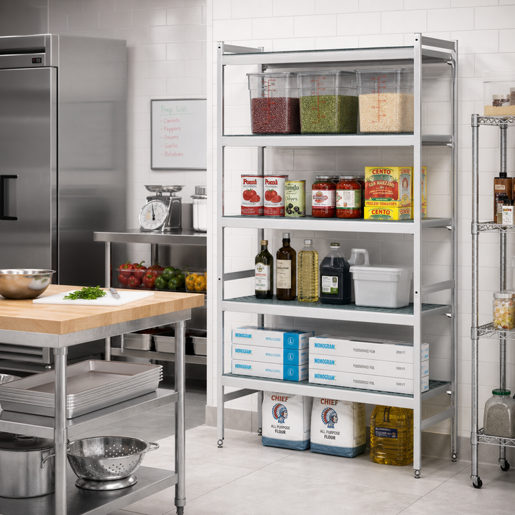 Product image #2 for Fermostock 5-Tier Stationary Starter Polymer Shelving Unit, 52"W x 22"D x 83"H, Perforated