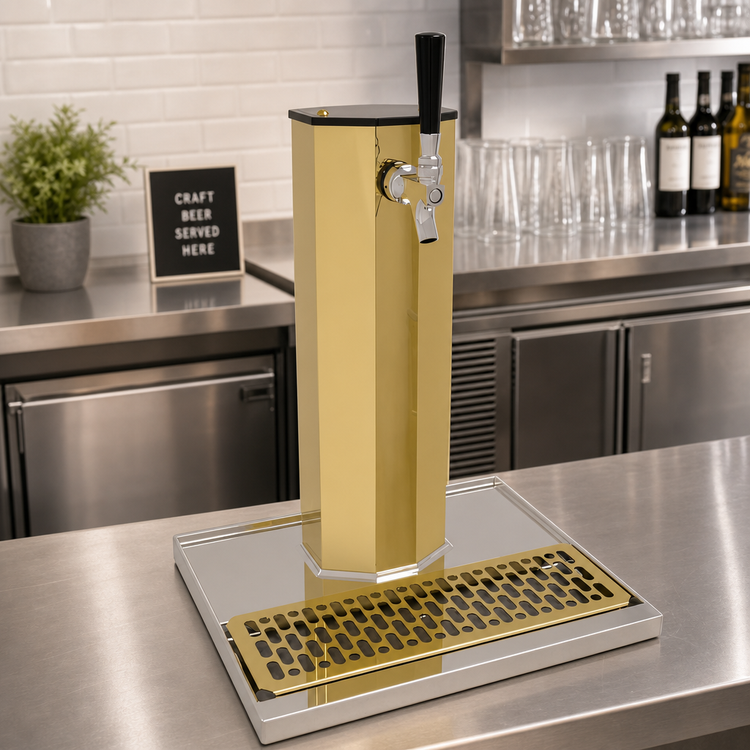 Product image #2 for Glastender Countertop Air-Cooled Single-Faucet Column Draft Dispensing Tower, Polished Brass Finish