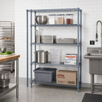 Thumbnail image #2 for Quantum WR63-2160GY Stationary Wire Shelving Starter Kit, 60"W x 21"D x 63"H, 4 Shelves/4 Posts, Gray Epoxy Finish