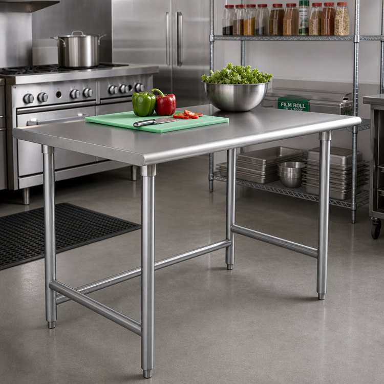 Product image #2 for Advance Tabco TGLG-364 48" x 36" Flat Top Stainless Steel Work Table with Galvanized Open Base