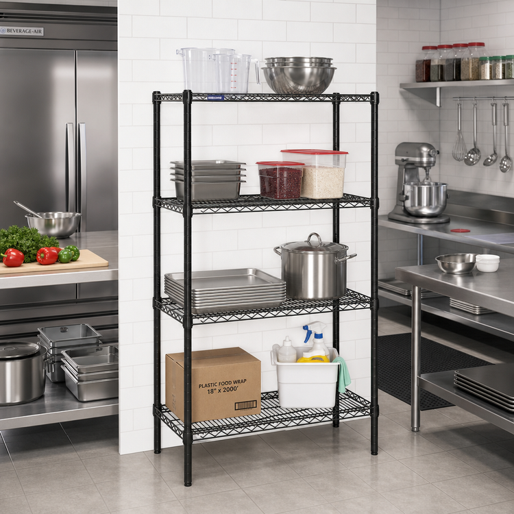 Product image #2 for Add-A-Shelf 4-Tier Wire Shelving Starter Unit, 36W x 24D x 74H, Black Epoxy Finish