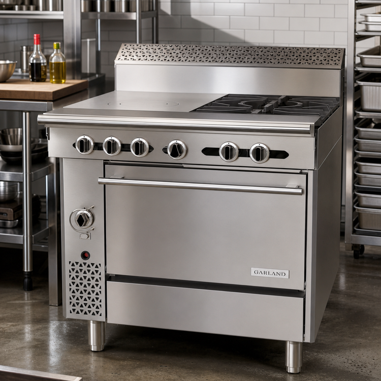 Product image #2 for Garland Cuisine Series 36-Inch Heavy Duty Natural Gas Combination Top Range with Convection Oven