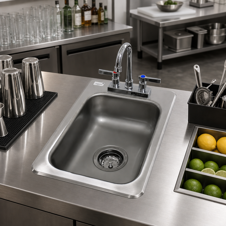 Product image #2 for Advance Tabco Special Value Series Drop-In Bar Hand Sink with Gooseneck Faucet, 1 Compartment, Stainless Steel