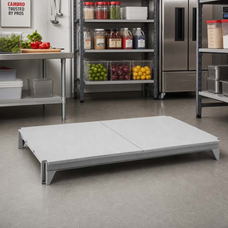 Product image #3 for Cambro Camshelving Premium 24" x 42" Solid Shelf Kit with Camguard, Speckled Gray