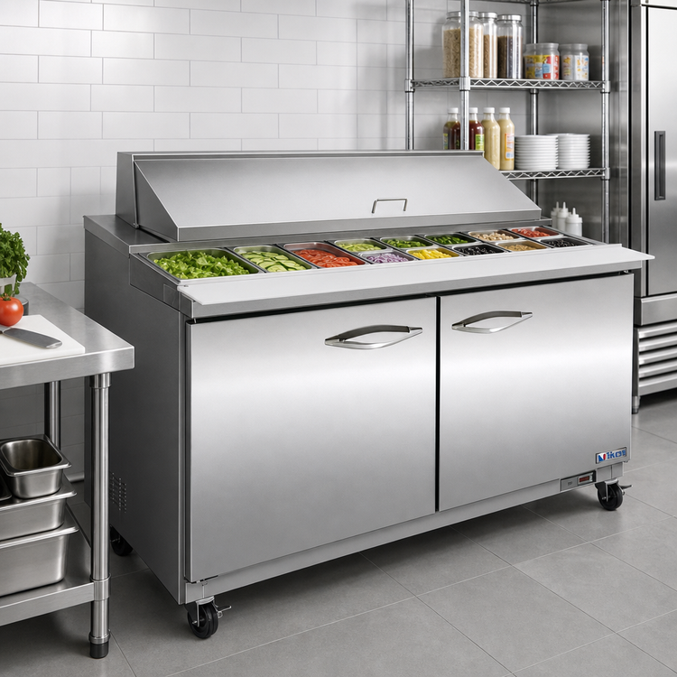 Product image #2 for IKON Refrigeration 48-Inch Mega Top Sandwich / Salad Prep Table with 2 Drawers, 1 Door, and 18 1/6-Pan Top