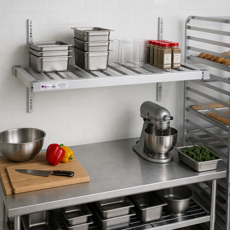 Product image #3 for New Age Adjust-A-Shelf T-Bar Wall-Mounted Aluminum Shelf, 66 x 18 Inches, 1,500 lb. Capacity