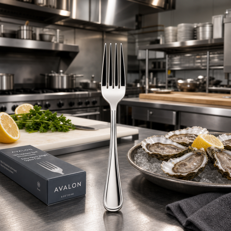 Product image #2 for Avalon 5-1/2 Inch Extra-Heavy Weight Oyster Fork, 18/8 Stainless Steel, Mirror Finish