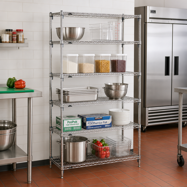 Product image #2 for Metro Super Adjustable Super Erecta 5-Shelf Chrome Plated Starter Wire Shelving Unit, 24"W x 21"D x 74"H
