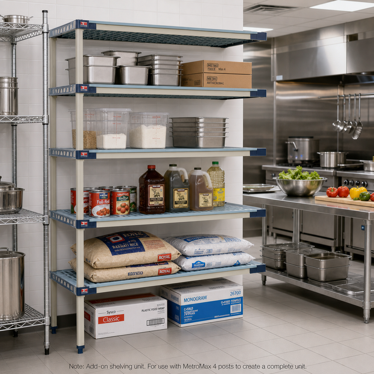 Product image #2 for MetroMax 4 5-Shelf Add-On Open Grid Polymer Shelving Unit, 42 x 18 x 74 Inches