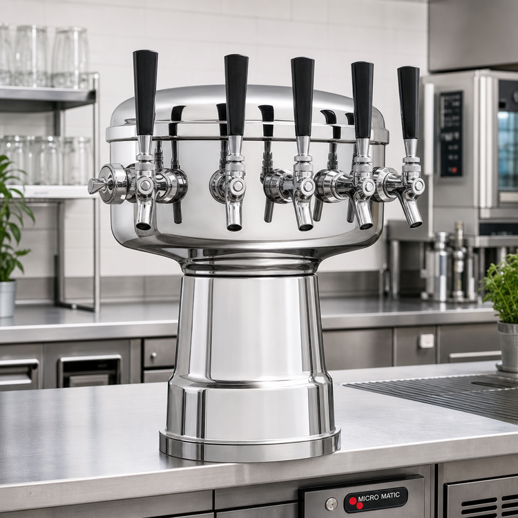 Product image #2 for Micro Matic Mushroom 6-Faucet Stainless Steel Countertop Glycol-Cooled Draft Beer Tower