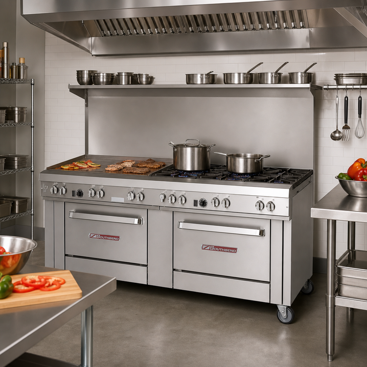 Product image #2 for Southbend Ultimate 72-Inch Commercial Gas Range with 6 Open Burners, 36-Inch Griddle, and 2 Convection Ovens