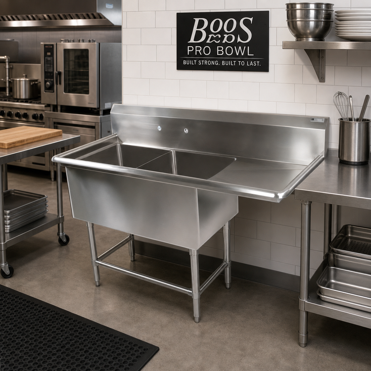 Product image #2 for John Boos Pro-Bowl 2-Compartment Stainless Steel Sink with Right Drainboard, 54-3/16 x 25-1/2 x 44-1/16 Inches