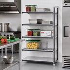 Thumbnail image #2 for Cambro Camshelving® Elements EXA243084S5480 5-Tier Stationary Solid Polymer Shelving Add-On, 30"W x 24"D x 84"H, Speckled Gray