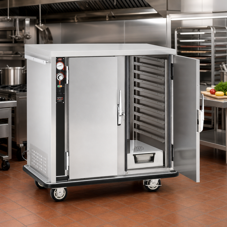 Product image #3 for FWE Mobile Heated Holding Cabinet with Humi-Temp Humidity System, 20 Full-Size Pan Capacity, Stainless Steel