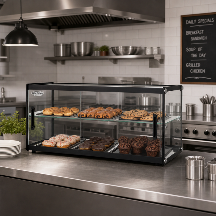 Product image #3 for KoolMore 32-Inch Countertop Display Case with 3 Sliding Glass Doors, 4.2 Cu. Ft. Capacity