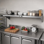 Thumbnail image #2 for John Boos Stallion BHS1296-16/304 96-Inch Wall-Mounted 16-Gauge 300 Series Stainless Steel Shelf, 12-Inch Deep, Satin Finish, Rear Riser