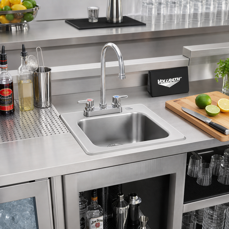 Product image #2 for Vollrath K1554-C Drop-In Underbar Sink with Gooseneck Faucet and Strainer, 11 x 10 Bowl