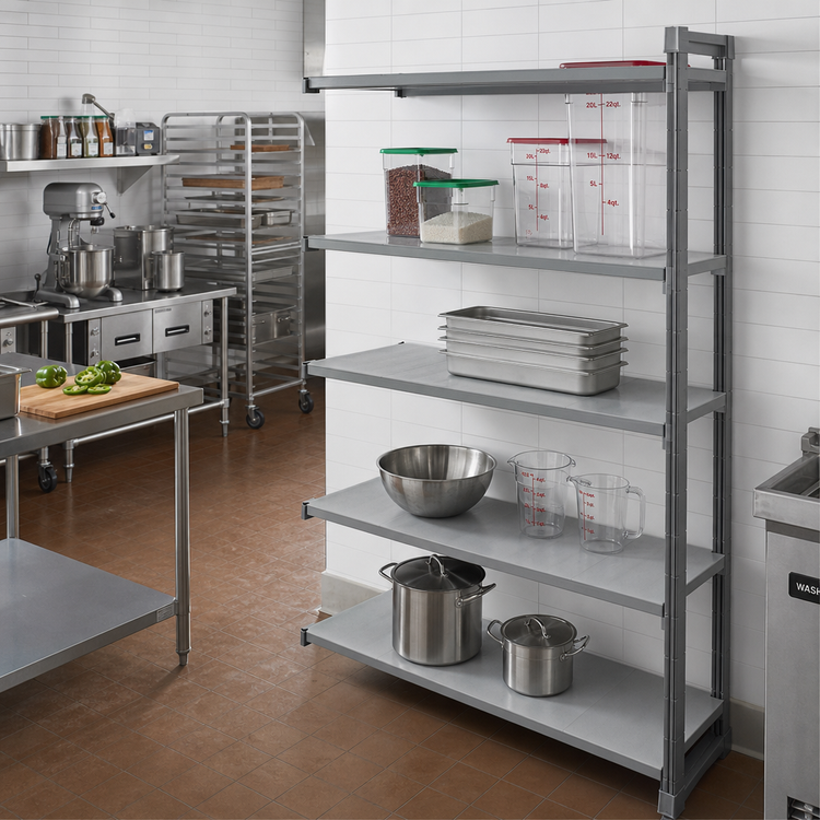 Product image #2 for Cambro Camshelving Basics Plus 4-Shelf Solid Polymer Add-On Unit, 18 x 30 x 84 Inches, Brushed Graphite