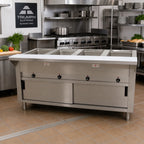 Thumbnail image #2 for Advance Tabco Triumph (Supreme) HF-4E-240-DR 240V Electric Hot Food Table, 4 Open Wells, Stainless Steel, Enclosed Base