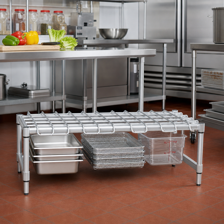 Product image #2 for Eagle Group 48"W x 24"D x 14"H Chrome Stationary Dunnage Rack, 1,300 lb. Capacity