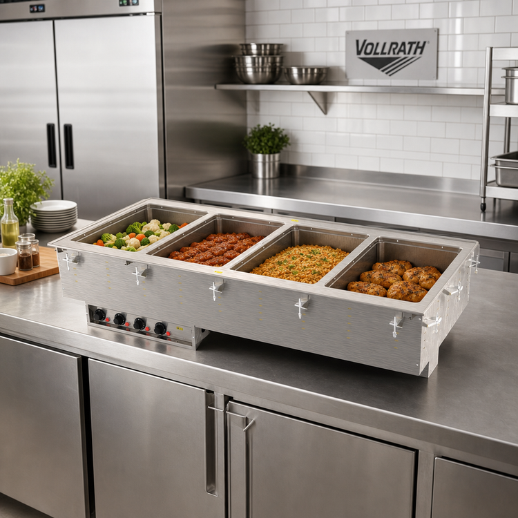 Product image #2 for Vollrath Four-Well Drop-In Electric Hot Food Well with Marine Grade 316 Stainless Steel Wells, 120V, Infinite Controls
