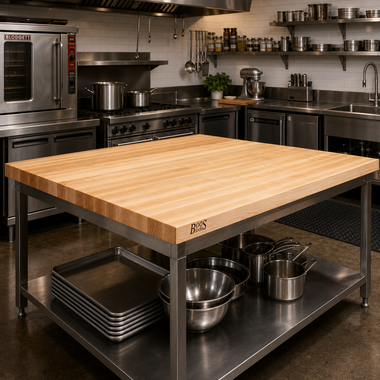 Product image #2 for John Boos Boos Block 48 x 48 Inch Square Edge Grain Solid Maple Kitchen Countertop, 1-3/4 Inch Thick, Oil Finish