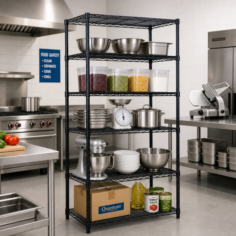 Product image #2 for Quantum 42-Inch Wide x 24-Inch Deep x 63-Inch High Black Epoxy Wire Shelving Starter Kit
