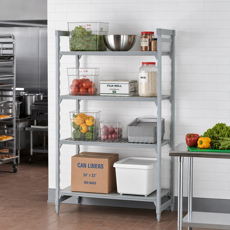 Product image #3 for Cambro Camshelving Premium 4-Shelf Vented and Solid Add-On Polymer Shelving Unit, 54-Inch W x 21-Inch D x 72-Inch H