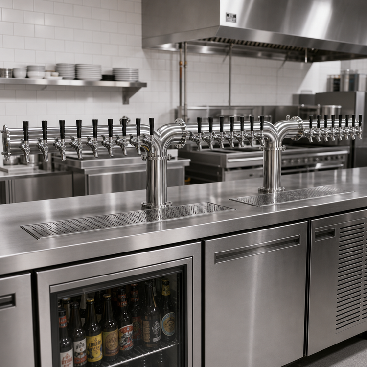 Product image #2 for Krowne Double Pipe Y-Tower Glycol-Cooled Beer Tower, 18 Faucets, 87-Inch Overall Length