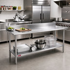Thumbnail image #2 for Duke Manufacturing 316S-30108-5R Stainless Steel Underbar Work Table, 16-Gauge 300-Series Top, 5-Inch Riser, Undershelf, 108 x 30 Inches