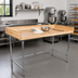 Thumbnail image #2 for BK Resources Stainless Steel Open Base Bakers Table with Hard Maple Top, 72 x 30 Inches