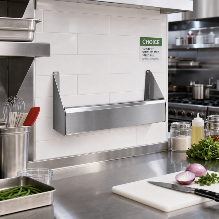 Product image #2 for CHOICE 15-Inch Single Stainless Steel Speed Rail with Keyhole Mounting