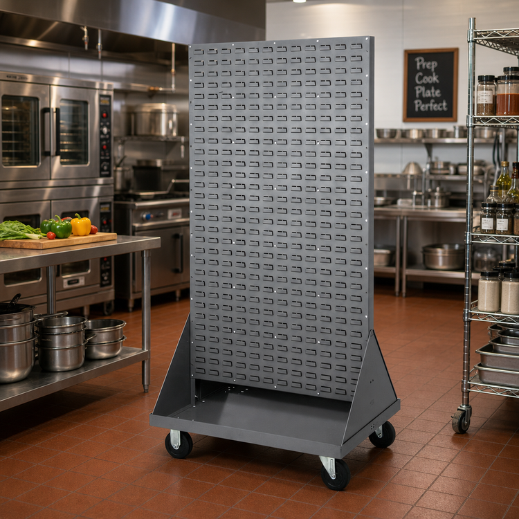 Product image #2 for Quantum Double-Sided Louvered Rack with Casters, 36 x 25 x 72 Inches