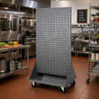 Thumbnail image #2 for Quantum QMD-36H Double-Sided Louvered Rack with Casters, 1200 lb. Capacity, Gray Enamel-Coated Steel, 36 x 25 x 72 Inches