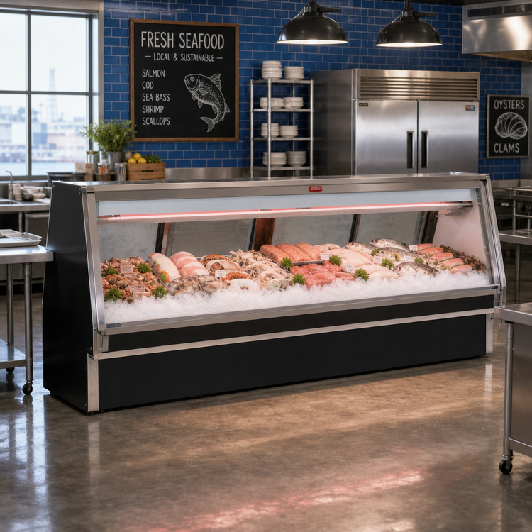 Product image #2 for Howard-McCray 34E Series Remote Double Duty Fish/Poultry Service Case, 124-1/2 Inch, Endless Design, LED