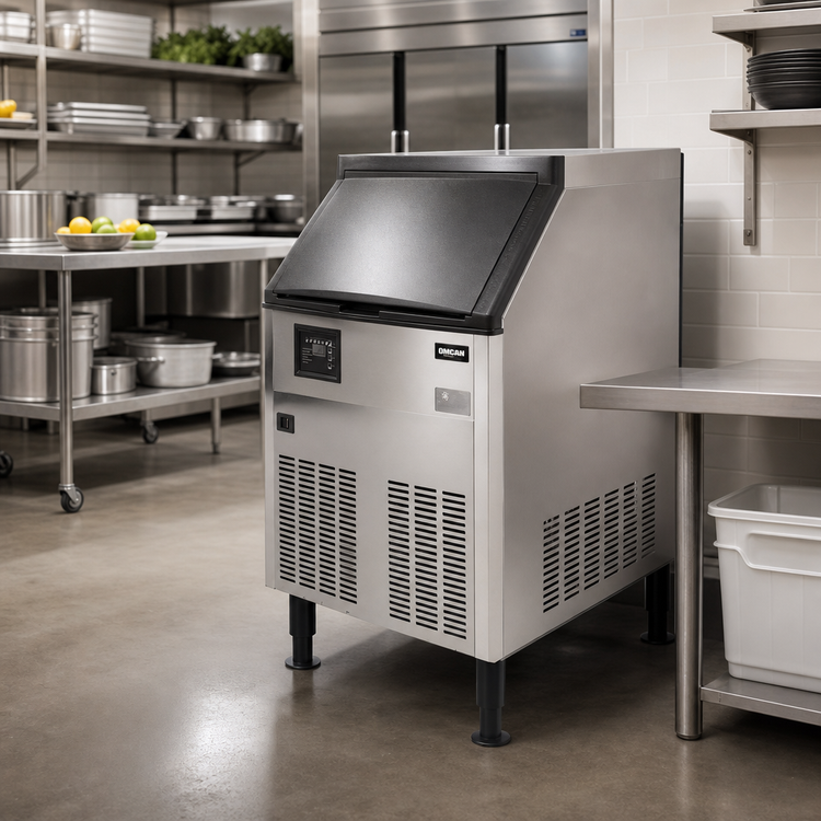 Product image #2 for Omcan Self-Contained Air-Cooled Cube-Style Ice Maker with Bin, 210 lb/Day Production, 80 lb Storage
