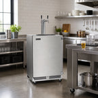 Thumbnail image #2 for Perlick Corporation HC24RS4S-J0-SLFLT Mobile Refrigerated Beer Dispenser, Flat Top Stainless Steel, 2 Faucets, 1-2 Keg Capacity