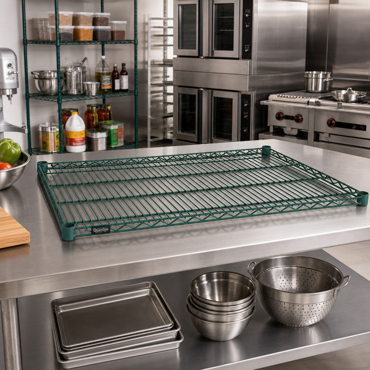 Product image #2 for Quantum 72-Inch W x 30-Inch D ProForm Green Epoxy Antimicrobial Wire Shelf