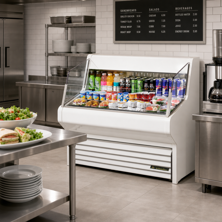 Product image #2 for True Horizontal Air Curtain Refrigerated Merchandiser, 48-1/8 Inch Wide, 3-Tier, Self-Contained R290