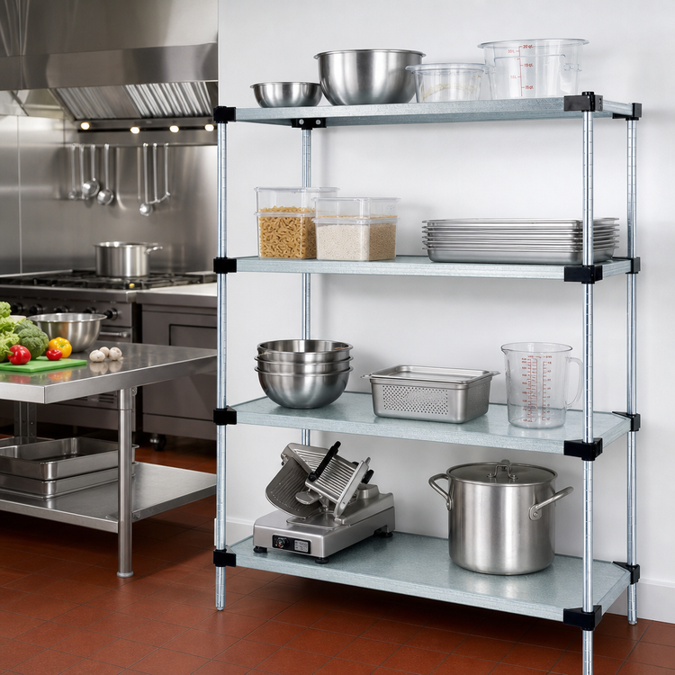 Product image #2 for Quantum 4-Shelf Solid Shelving Starter Kit, 54" W x 24" D x 74" H